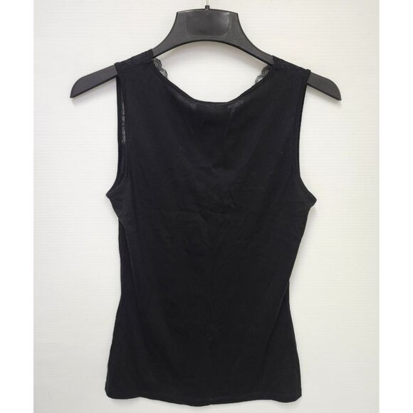 Rosemunde Women's Black Silk V-Neck Tank Top W/Lace Straps Size M - Picture 2 of 8
